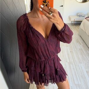 LoveShackFancy Plum Paisley Mini Dress